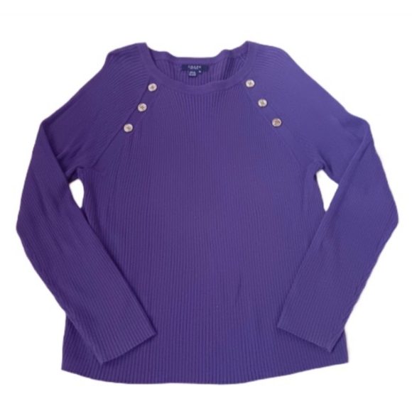 Chaps Sweaters - CHAPS Purple Ribbed Sweater with Buttons | EUC